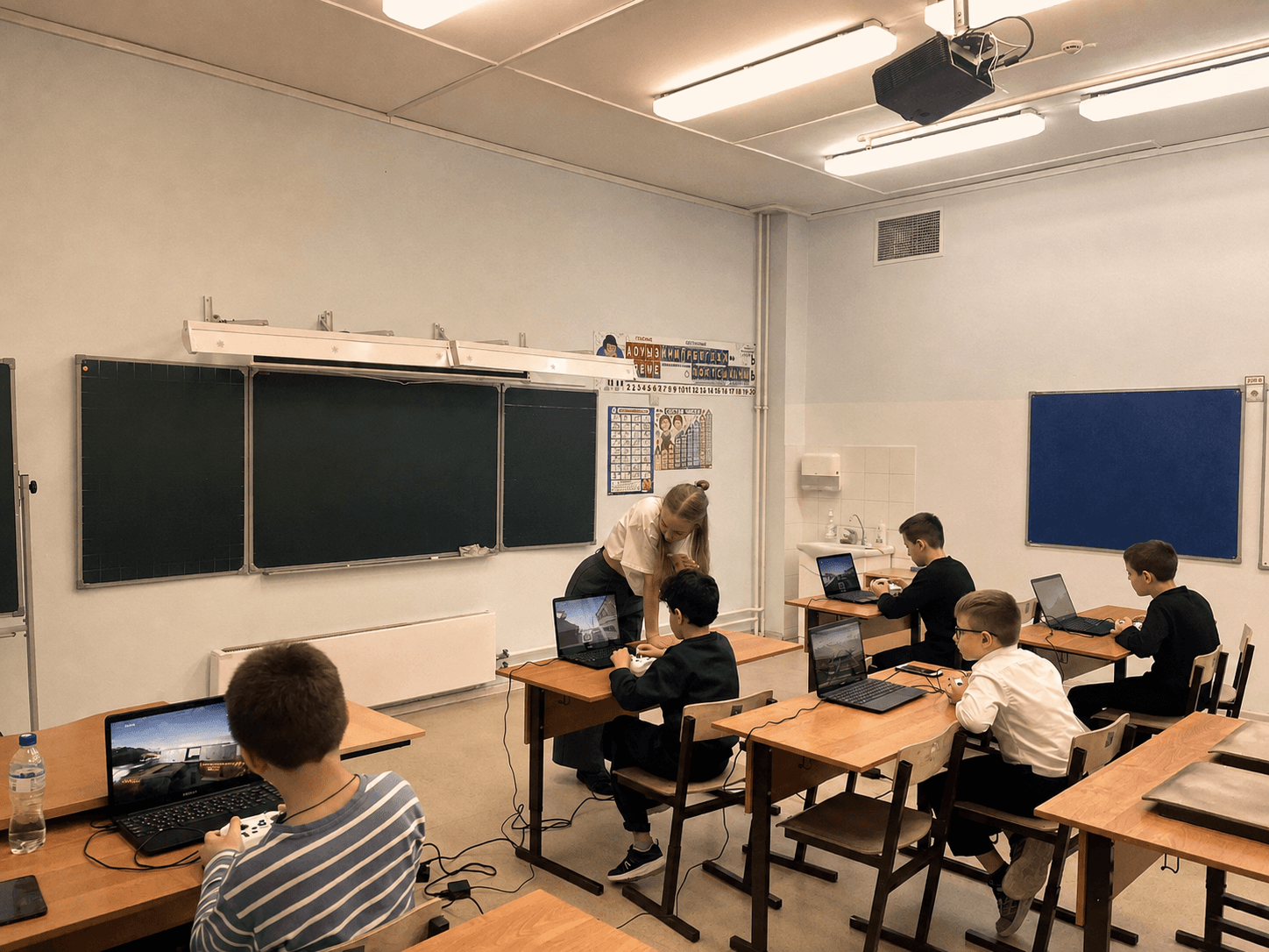 Занятия в школьном кабинете с тренером